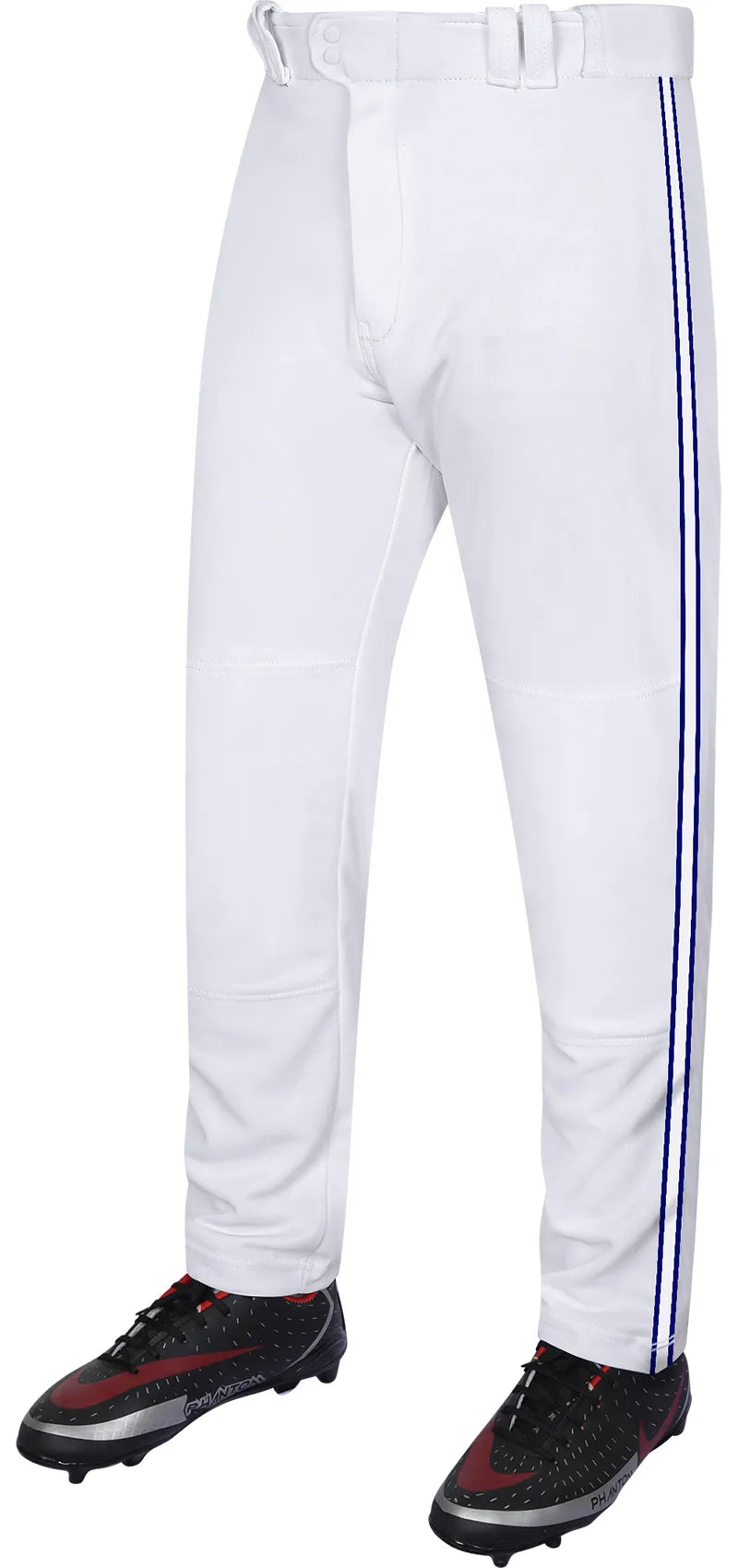 Proline Adult Full Length Baseball Pants with Stripes (White)