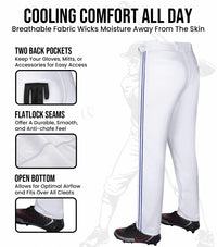 Proline Adult Full Length Baseball Pants with Stripes (White)