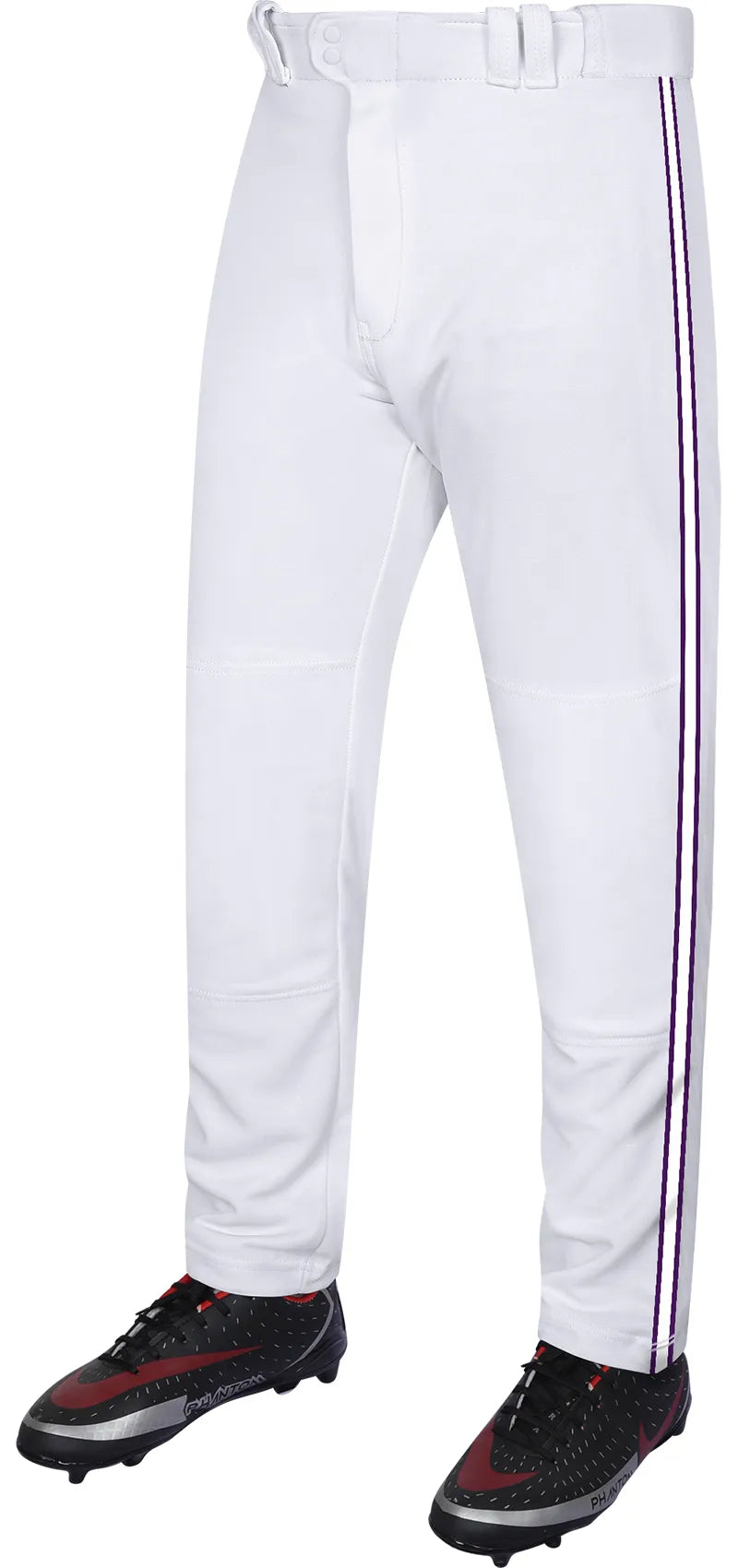 Proline Adult Full Length Baseball Pants with Stripes (White)
