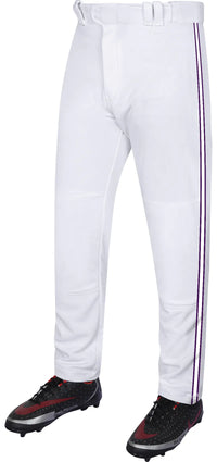 Proline Adult Full Length Baseball Pants with Stripes (White)