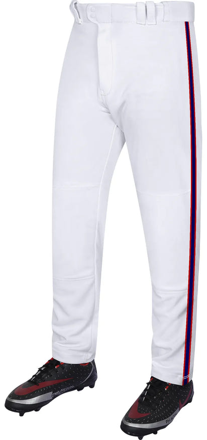 Proline Adult Full Length Baseball Pants with Stripes (White)