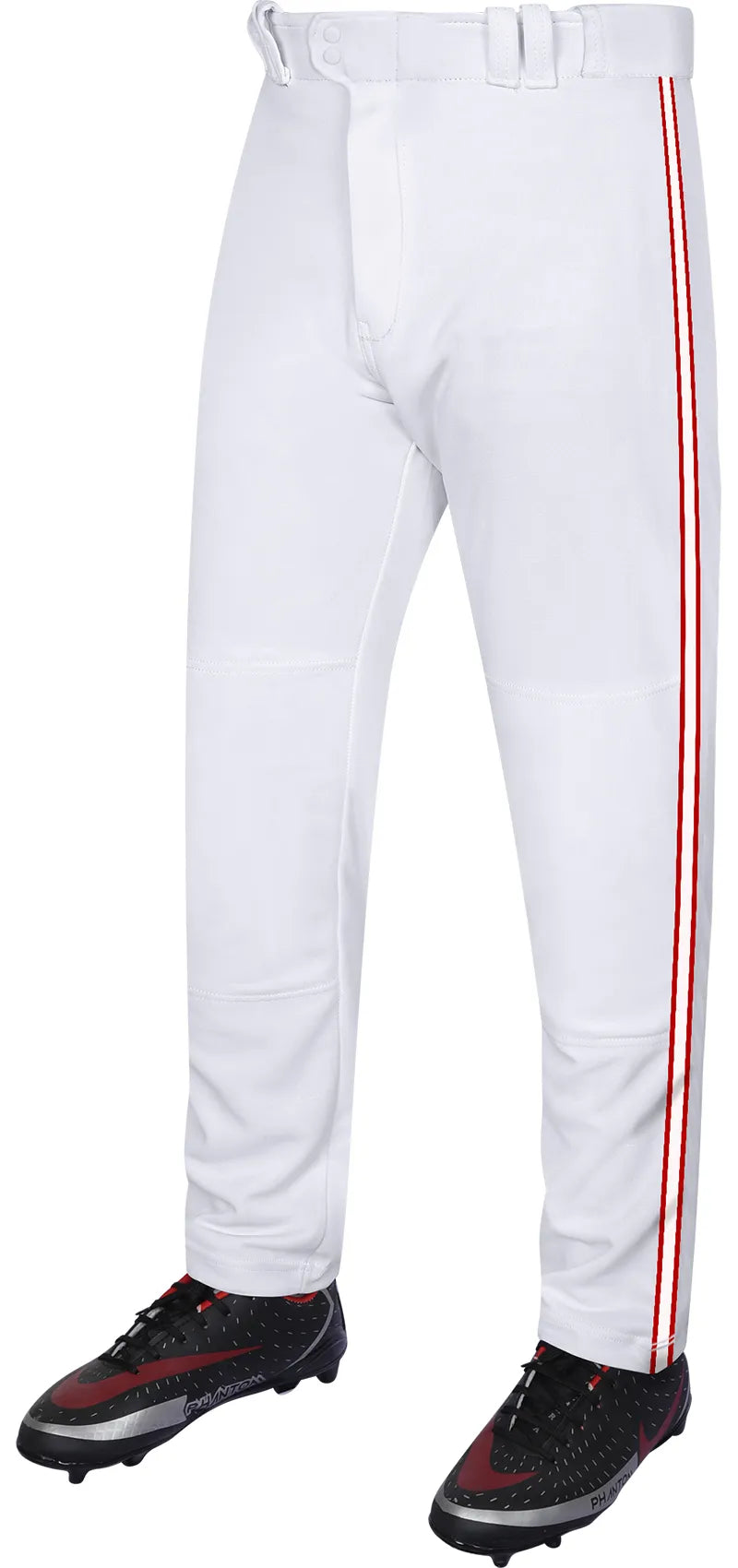 Proline Adult Full Length Baseball Pants with Stripes (White)