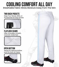 Proline Adult Full Length Baseball Pants with Stripes (White)
