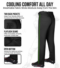 Proline Youth Full Length Baseball Pants with Stripes (Black)