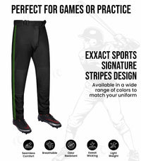 Proline Youth Full Length Baseball Pants with Stripes (Black)