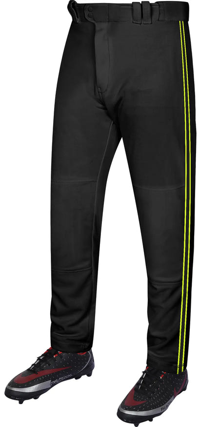 Proline Youth Full Length Baseball Pants with Stripes (Black)