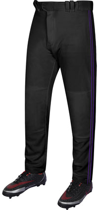 Proline Youth Full Length Baseball Pants with Stripes (Black)