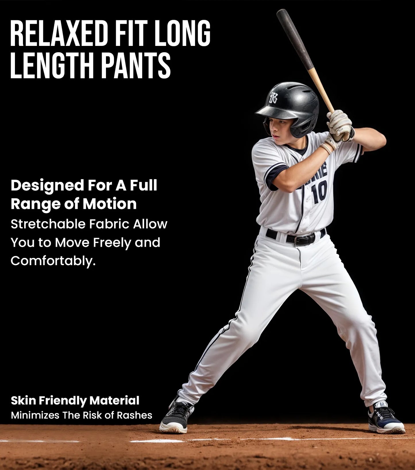 Proline Youth Full Length Baseball Pants with Stripes (Black)