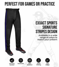 Proline Youth Full Length Baseball Pants with Stripes (Black)
