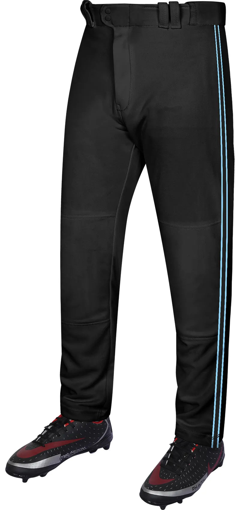 Proline Youth Full Length Baseball Pants with Stripes (Black)