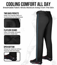 Proline Youth Full Length Baseball Pants with Stripes (Black)