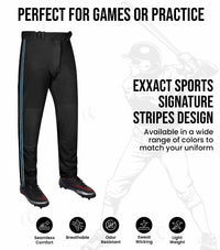 Proline Youth Full Length Baseball Pants with Stripes (Black)