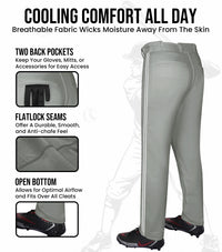 Proline Youth Full Length Baseball Pants with Stripes (Gray)