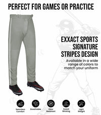Proline Youth Full Length Baseball Pants with Stripes (Gray)
