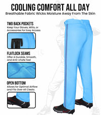 Proline Youth Full Length Baseball Pants with Stripes (Sky)