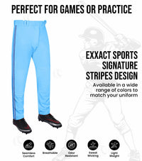 Proline Youth Full Length Baseball Pants with Stripes (Sky)