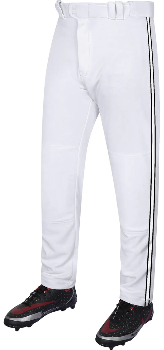 Proline Youth Full Length Baseball Pants with Stripes (White)
