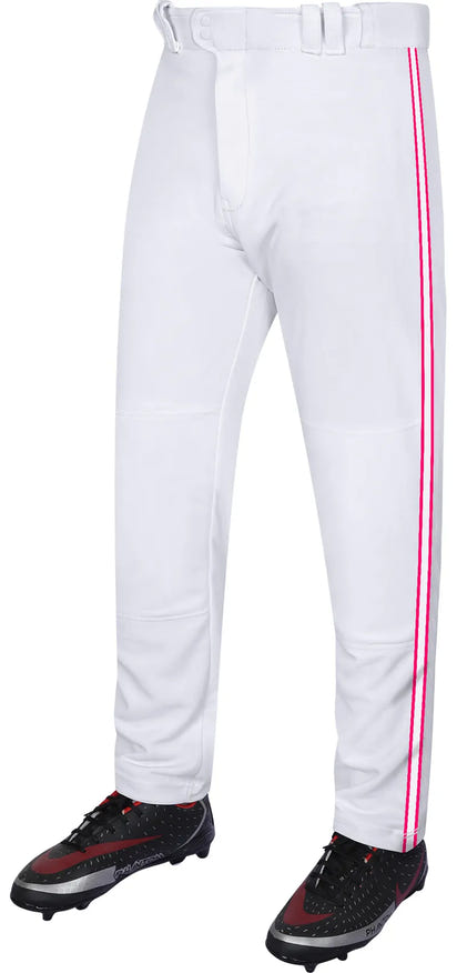 Proline Youth Full Length Baseball Pants with Stripes (White)