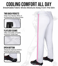 Proline Youth Full Length Baseball Pants with Stripes (White)
