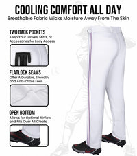 Proline Youth Full Length Baseball Pants with Stripes (White)