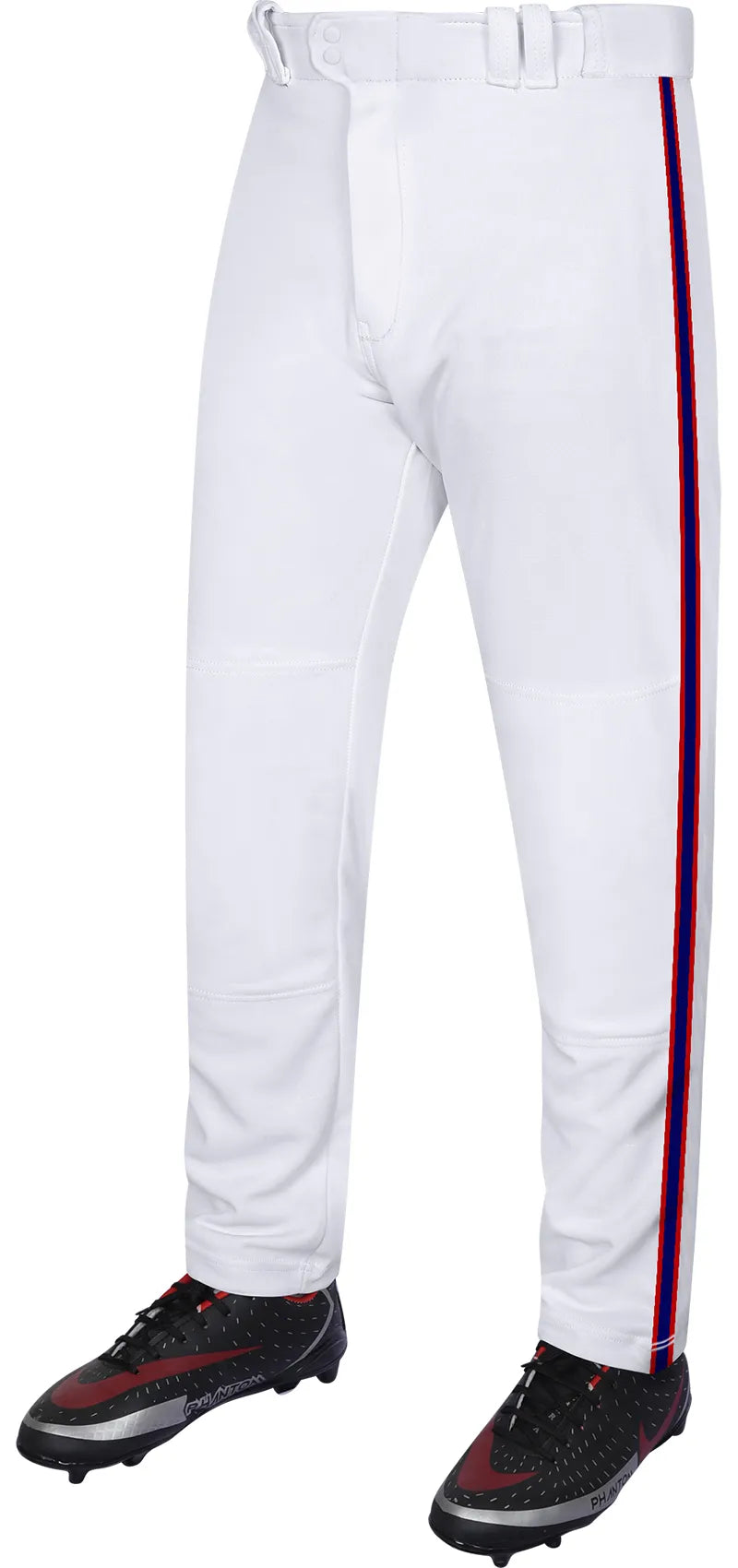 Proline Youth Full Length Baseball Pants with Stripes (White)