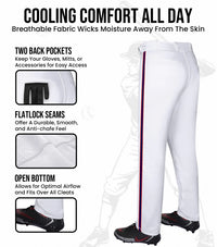Proline Youth Full Length Baseball Pants with Stripes (White)