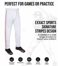 Proline Youth Full Length Baseball Pants with Stripes (White)