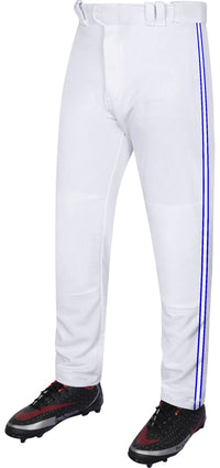 Proline Youth Full Length Baseball Pants with Stripes (White)