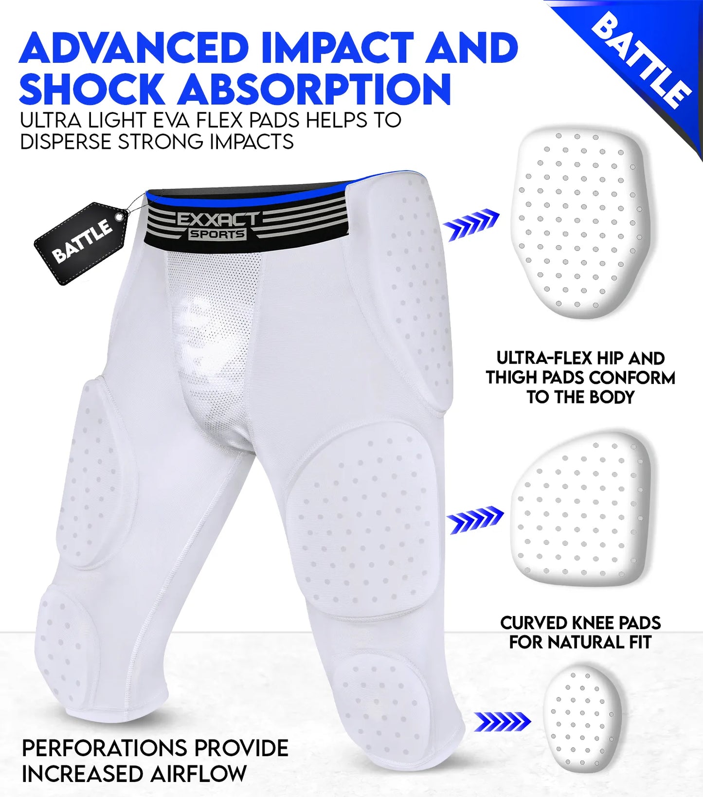 Battle 7- Pad Boys Football Girdle with Cup Pocket (Youth)