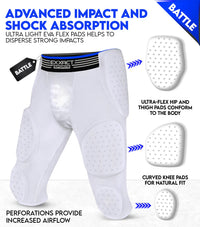 Battle 7- Pad Boys Football Girdle with Cup Pocket White (Youth)