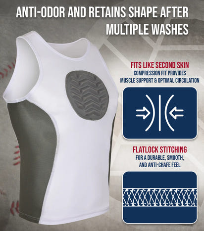 Tank Top Boys Baseball Chest Protector (White)