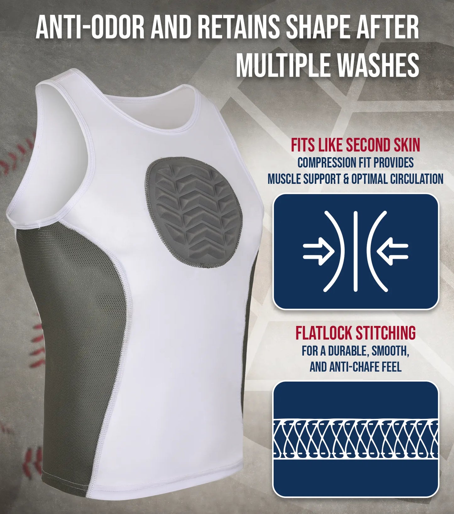 Tank Top Boys Baseball Chest Protector (White)