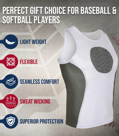 Tank Top Boys Baseball Chest Protector (White)