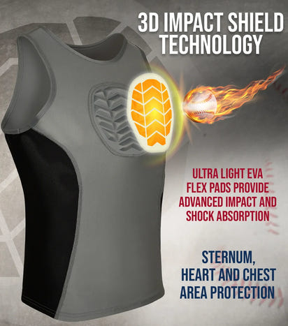 Tank Top Boys Baseball Chest Protector (Gray)
