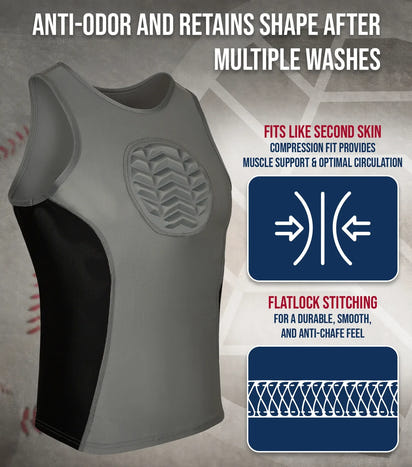 Tank Top Boys Baseball Chest Protector (Gray)