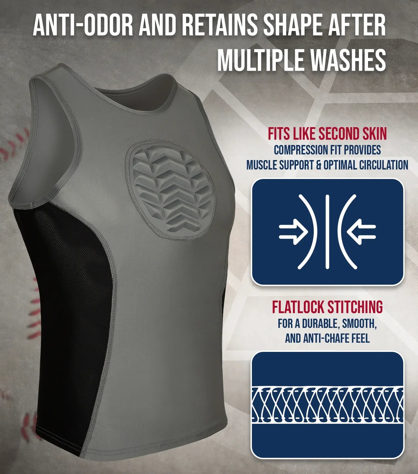 Tank Top Boys Baseball Chest Protector (Gray)