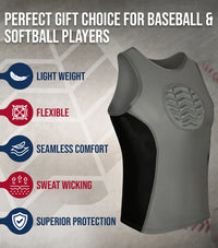 Tank Top Boys Baseball Chest Protector (Gray)