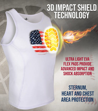 Tank Top Boys Baseball Chest Protector (White)