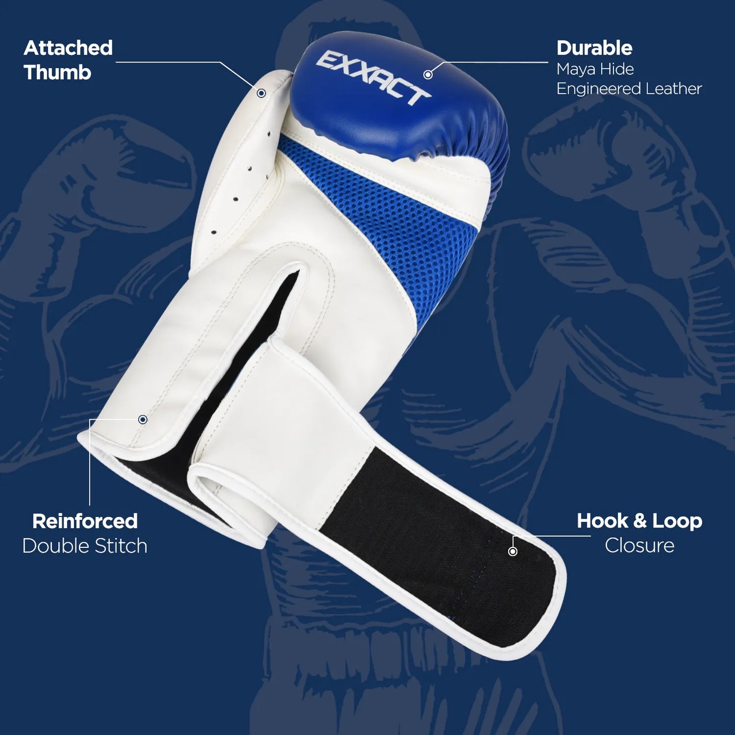 Clash Boxing Gloves for Men & Women (Royal Blue/White)