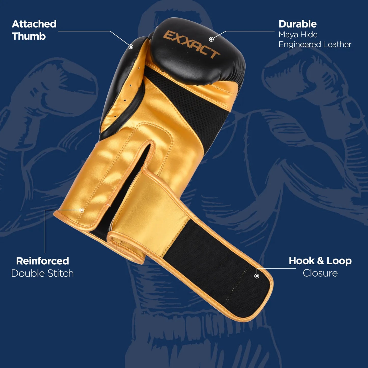 Clash Boxing Gloves for Men & Women (Black/Gold)