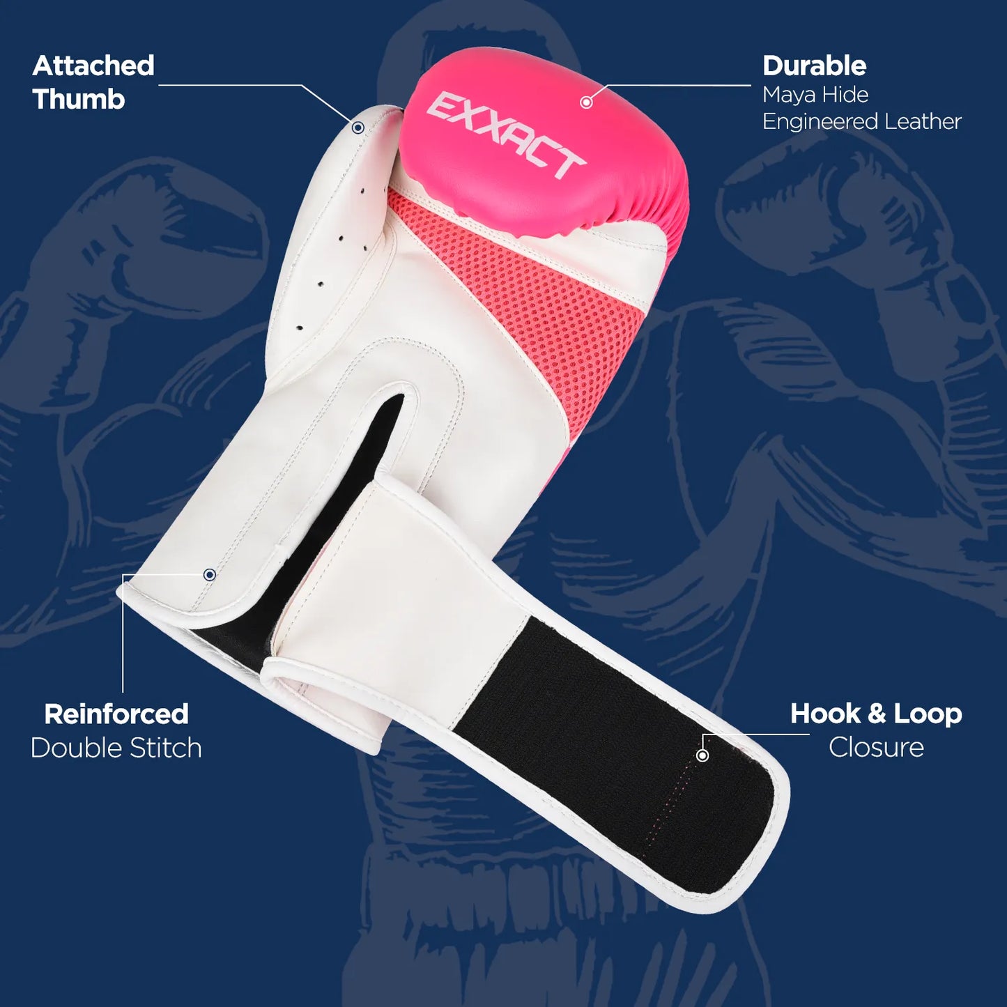 Clash Boxing Gloves for Men & Women (Baby Pink/White)