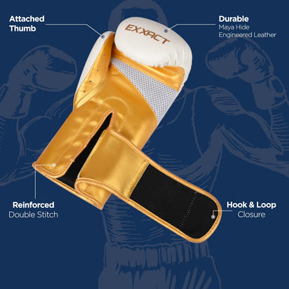 Clash Boxing Gloves for Men & Women (White/Gold)