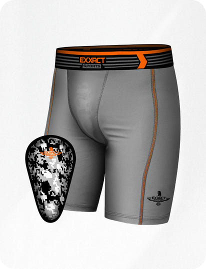 Men's Compression Shorts With Soft Athletic Cup Gray (Adult)