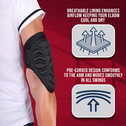 Defender Baseball Elbow Guard with Adjustable Strap (Black)