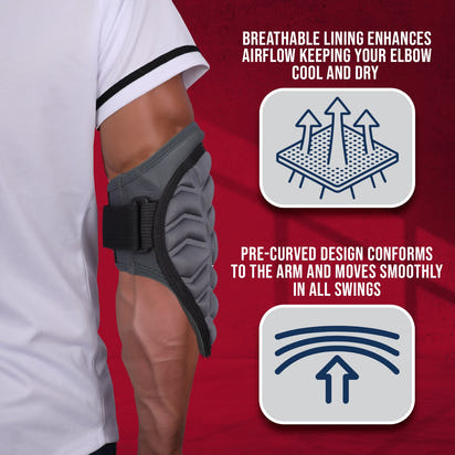 Defender Baseball Elbow Guard with Adjustable Strap (Dark Gray)
