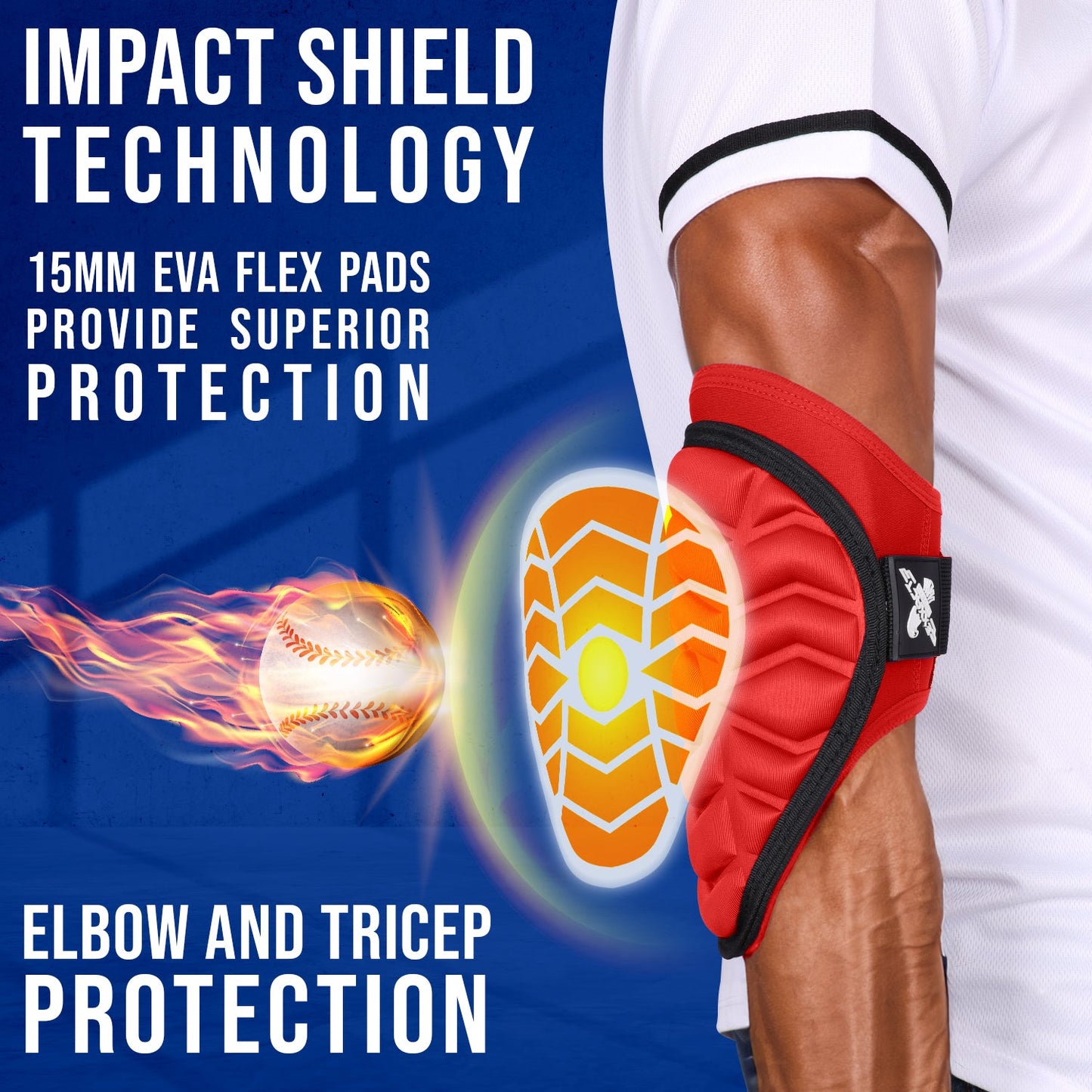 Defender Baseball Elbow Guard with Adjustable Strap (Red)