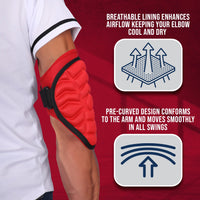 Defender Baseball Elbow Guard with Adjustable Strap (Red)