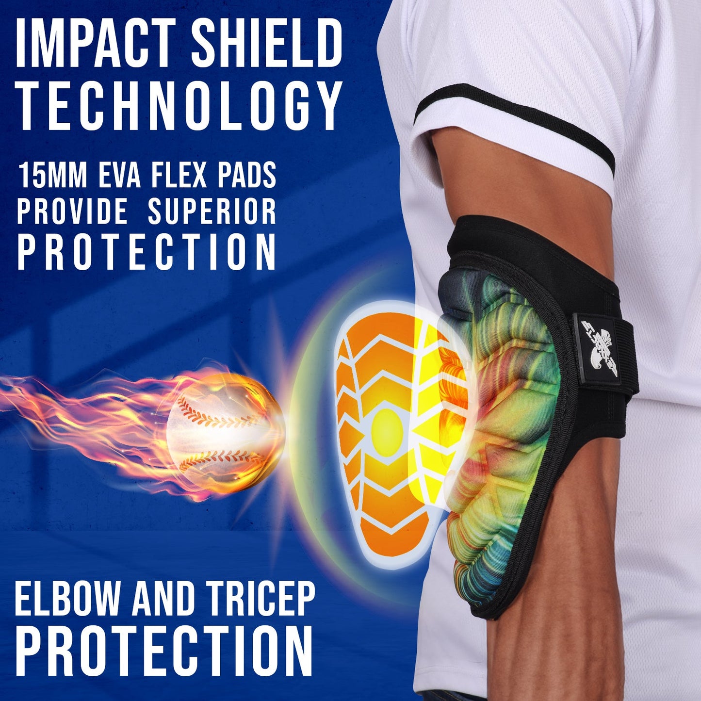 Defender Baseball Elbow Guard with Adjustable Strap (Tie Dye)
