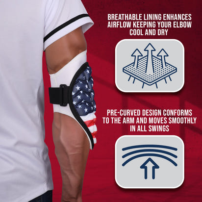 Defender Baseball Elbow Guard with Adjustable Strap (USA Flag)