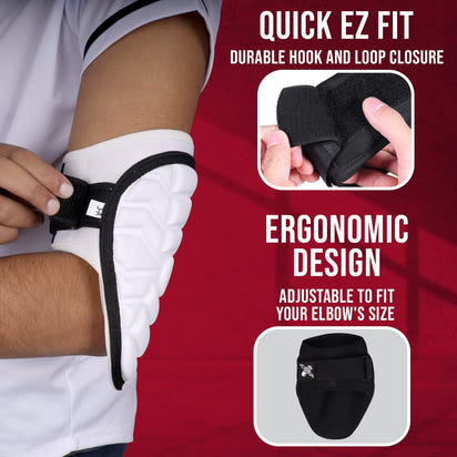 Defender Baseball Elbow Guard with Adjustable Strap (White)
